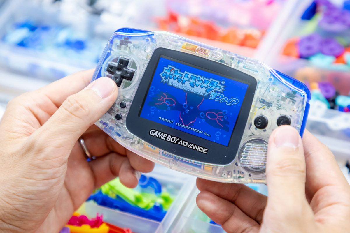 Crystal-clear Game Boy Advance with its screen lit